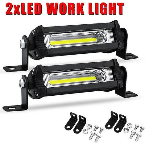 Phares de travail LED pour tracteurs et camions, 12 V/24 V, COB, 4 pouces, pour motos, scooters et quads. Barre LED, projecteur, feux de brouillard, tout-terrain (2 pièces incluses). (1/5)