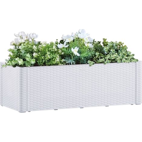 Lit surélevé de jardin,Jardinière,Pot de Fleurs et système d'arrosage Blanc 100x43x33 cm XZZZ162617 (1/5)