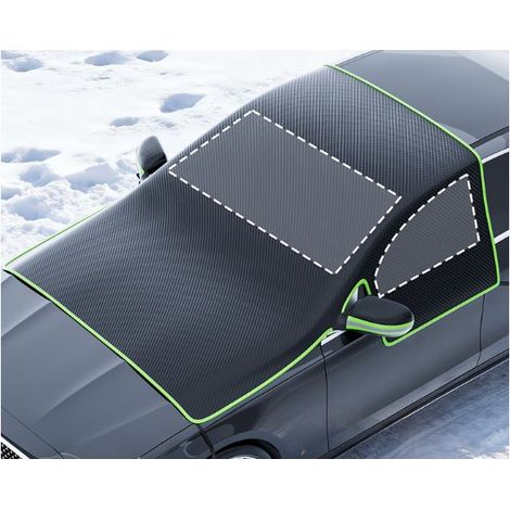 Voiture en Tissu Oxford, Protection Anti-Neige Anti-Givre Anti-Frost Hivernale, Semi-Housse Automobile Universelle Bordure Verte, Noir, Saisons contre Pluie, Soleil, Poussière, Emballage en Sable Mat (1/3)
