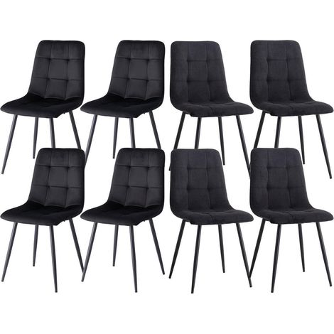 8er-Set Esszimmerstühle Samt & Cord, Schwarz, Metallbeine, Gepolstert (1/5)