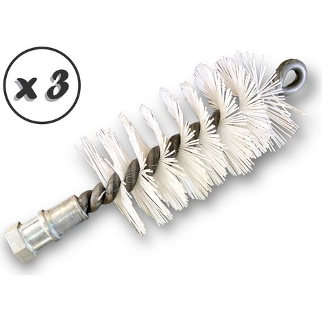 Lot de 3 Brosses à tube PRO NYLON Ø 50 mm  Raccord M12175 femelle  Ame en acier torsadé  Nettoyage brossage tube et canalisation  Kibros 41SCN50x3