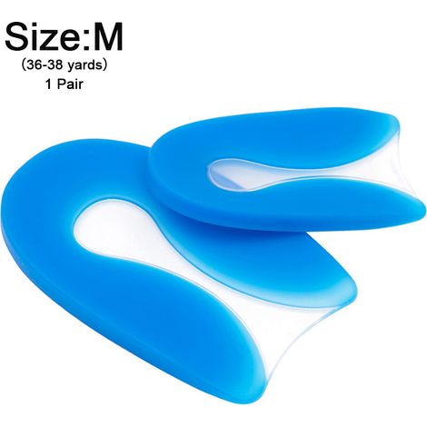 1 paire de coussinets de talon en gel de silicone en forme de U pour la correction et la rémission de la fasciite plantaire et des éperons du talon. (1/5)