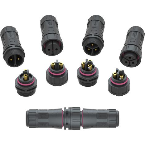 Connecteur imperméable M25 (3-Pack) - Boîte de jonction IP68, prise mâle/femelle à 3 broches pour fils Ø8-12mm, utilisation électrique extérieure 500V / 25A (1/5)