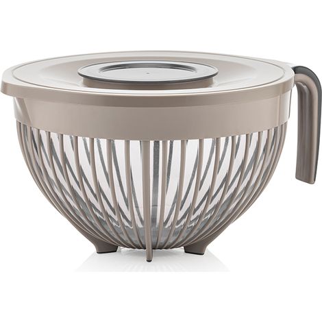 Bol mélangeur de cuisine en plastique LUNA 3L avec couvercle, beige