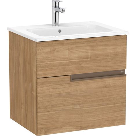 Pack Unik mueble base de 2 cajones + lavabo VICTORIA-N - ROCA Color: Nogal (1/2)