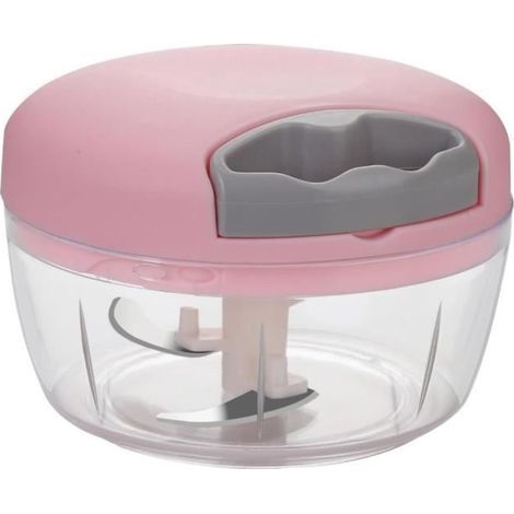 Mini tritatutto manuale da 500 ml con 3 lame in acciaio inox, taglia cipolle e verdure, tritacarne manuale (rosa, 500 ml) (1/4)