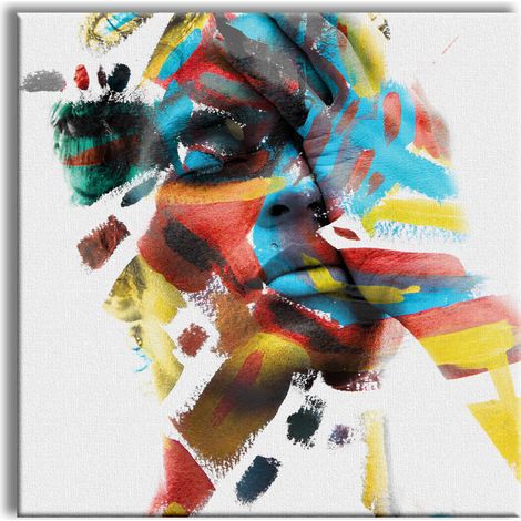 Lassme - Tableau Canvas contemporain sur châssis en bois - Dimension : 100x100 cm (1/4)