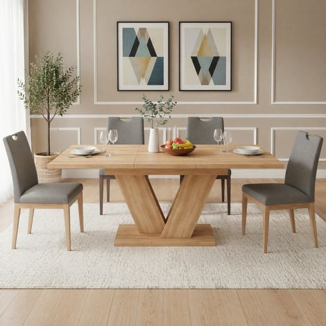 Tavolo allungabile 140/180 x 80 cm, per 4-6 persone, MDF effetto rovere, OKMYHOME (1/5)