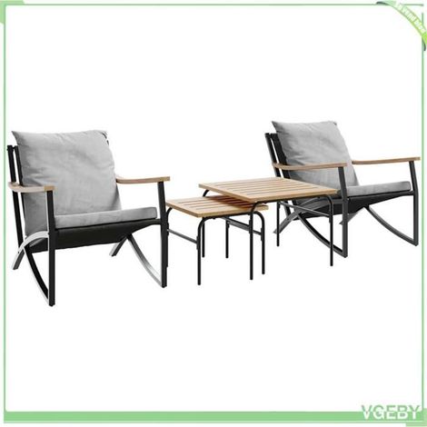 Ensemble de meubles de balcon - FAFEICY - 4009305 - Acier noir - Textilène résistant UV - Coussins déhoussables (1/5)