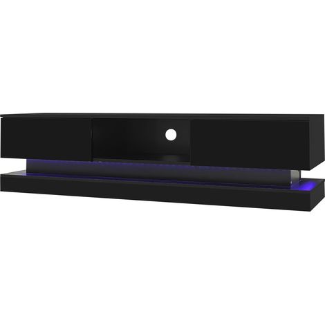 Meuble TV noir brillant 1603540,5 cm avec éclairage LED, 2 tiroirs, commande par application, design anti-basculement, adapté aux téléviseurs 60 pouces, meuble TV, meuble bas TV (1/5)