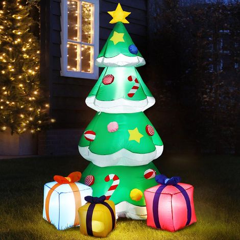 Gonfiabile Albero di Natale Regali 210cm Luci LED Decorazioni Natalizie Esterno (1/5)