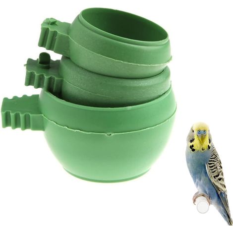 Mangeoires, lot de 3 mini mangeoires en plastique pour perroquets, abreuvoirs et gamelles pour cages d'oiseaux, supports d'alimentation pour perruches, calopsittes et pigeons