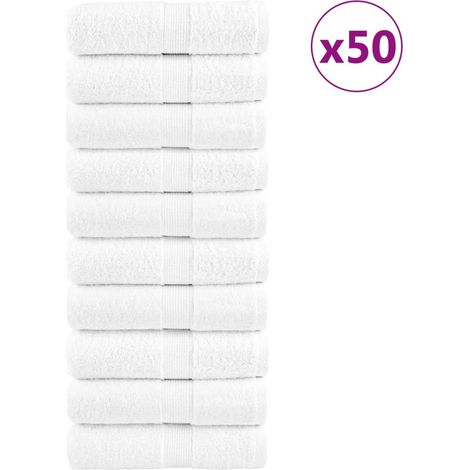 Serviettes d'invités haut de gamme SOLUND, lot de 50, blanches, 30 x 50 cm, 600 g/m²