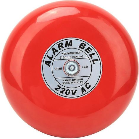 Sonnette d'alarme incendie CB-6B 150 mm 95 dB rouge pour bâtiments industriels et ascenseurs, 220 V CA, 60 mA (1/4)