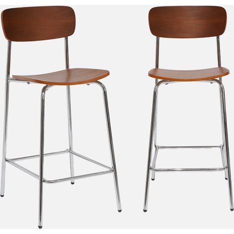 Taburete de bar vintage metal y contrachapado, set de 2 (1/5)