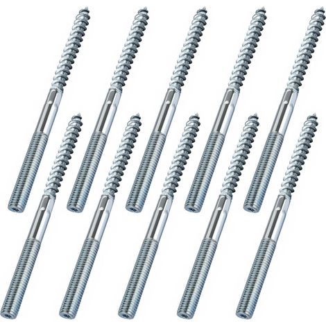 Lot de 50 vis à double filetage M6 x 80 mm, vis de suspension Torx T15, rainures étoilées, double filetage pour articulation en bois, pieds de meubles (1/5)