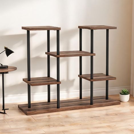 Étagère à plantes 4 niveaux en bois et acier 80 x 24 x 61,5 cm (1/5)