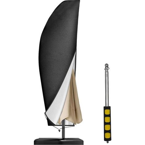 Noir Housse Parasol Déporté Imperméable, Bache de Protection Exterieur pour Parasols, Couverture de Parapluie de Jardin avec Mât, Protective Contre la Poussière et les UV, Tissu Oxford. (1/5)