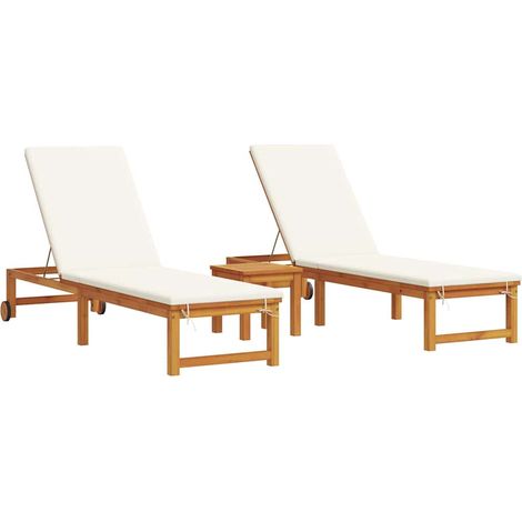 Maison Exclusive - Lettino da sole 3 pcs Marrone Legno di Acacia Massello (1/5)