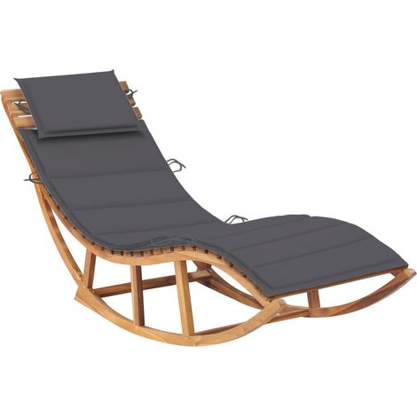 Sdraio sedia a sdraio prendisole lettino da giardino terrazza mobili da esterno a dondolo con cuscino in legno massello di teak