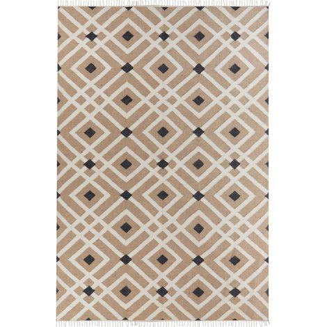 Tapis Beige en Jute 200 x 300 cm Fait Main Convient au Chauffage par Sol Esencik