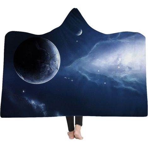 1 pièce Couverture à Capuche, Galaxie 3D, Flanelle Épaissie 150x200 cm, Douce et Confortable, pour Adultes et Ados, Canapé & Sieste (1/4)