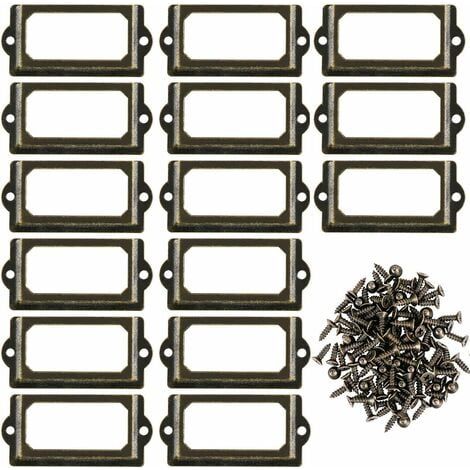 Lot de 30 porte-étiquettes en métal avec vis pour meubles, tiroirs, armoires, cartes, plaques de nom pour bureau, bibliothèque, étagères - Bronze