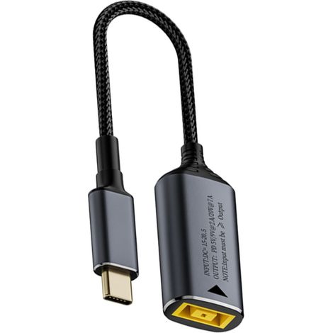 Adaptateur USB-C Mâle 140W vers Lenovo Slim Tip (Carré) Femelle - Alimentez Vos Appareils (1/3)