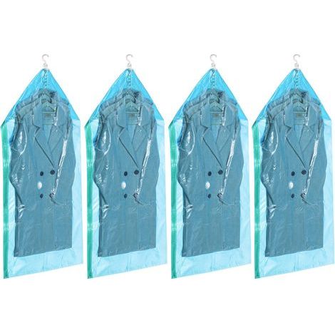 Hanging vacuum storage bags for clothes, set of 4 (135 x 70 cm), vacuum protection for suits, coats, jackets, blue vacuum bags - AquaForge (1/4)