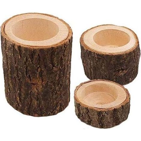 Lot de 3 photophores en bois pour bougies chauffe-plat, pour centre de table, mariage, fête d'anniversaire, Saint-Valentin, décoration d’intérieur-Fei Yu (1/5)