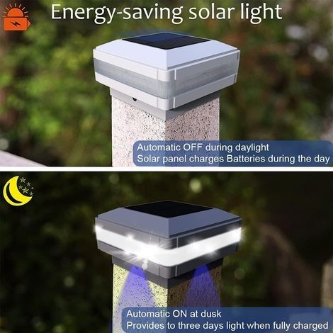 Solar-Pfostenleuchten, Solarleuchten für Außenzäune, Weiß (1/4)