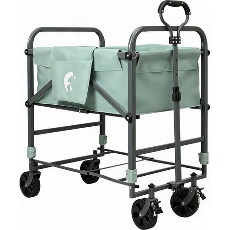 Chariot de bain portable à hauteur réglable – Roues pivotantes 360° avec freins – toilettage intérieur extensionérieur – Convient aux petits et moyens chiens – Vert