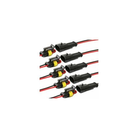 Connecteur étanche,connecteurs de Fils électriques autobloquants à 2 Broches avec Fil 16 AWG Marine pour Les connexions de Voiture,Camion,Bateau et Autres Fils. (5pack) (2pin Connector)-LIAIKI (1/4)