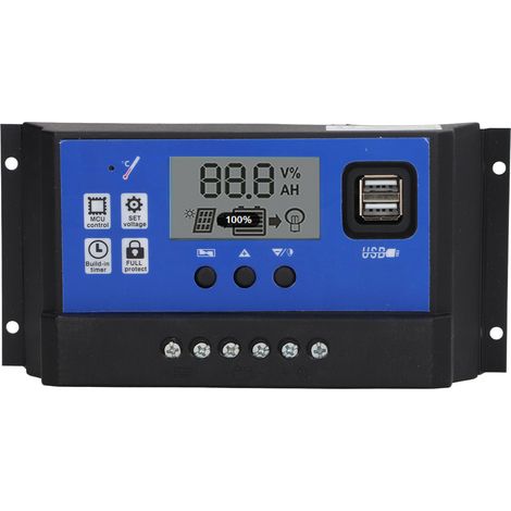 Régulateur de charge solaire 60A PWM intelligent, identification automatique 12V/24V, contrôle d'éclairage et recharge pour panneaux solaires (1/5)