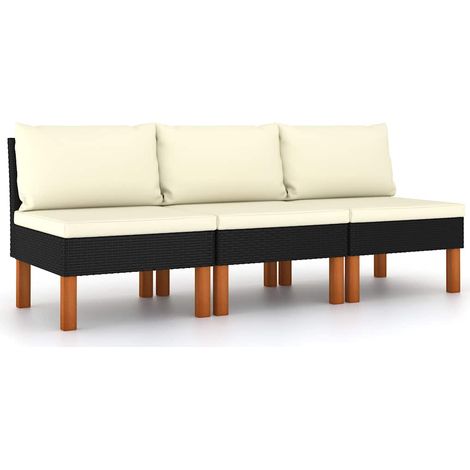 Canapés centraux 3 pcs, Canapé de relaxation Meuble de Salon, Résine tressée et bois d'eucalyptus OIB5390E (1/5)