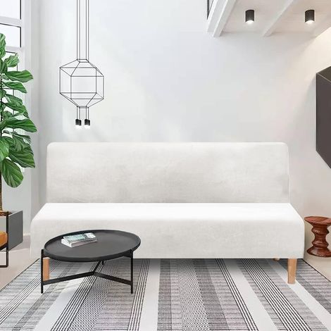 Housse de canapé en Velours sans accoudoirs, Housse de canapé Convertible en élasthanne sans accoudoirs, Protection de Meubles en Velours pour Salon (1/5)