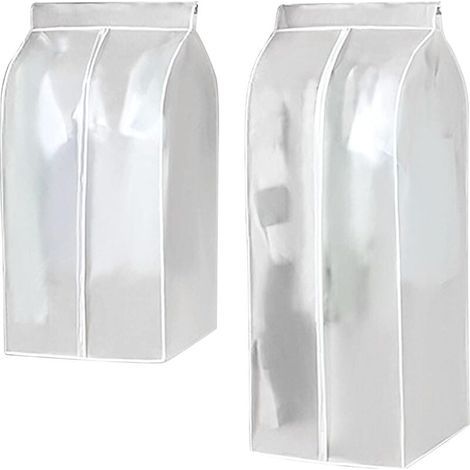 2 pièces Sac à poussière pour vêtements, Housse penderie, Grande housse de protection anti-poussière et anti-mites pour veste, manteau, costume (Transparent-60 x 50 x 90cm + 60 x 50 x 120cm) (1/4)
