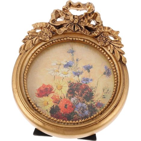 Cadre Doré Vintage en Résine pour Photos 7.5x7.5 Cm, Mini Cadres Décoratifs au Style Européen Délicat, pour Décoration de Chambre ou Micro-paysage Couleur Aléatoire (1/5)