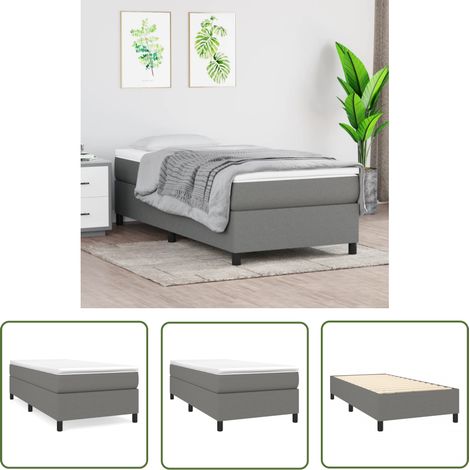 The Living Store Bettgestell ohne Matratze Dunkelgrau 80x200 cm Stoff - Bettes Gestell - Doppelbett - Schlafzimmer Möbel - Boxspringbetten - Lattenrost (1/5)