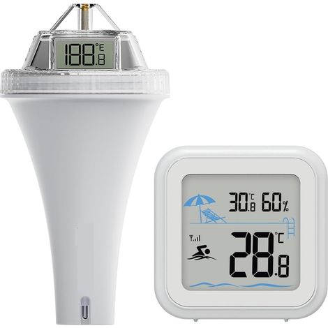 Thermomètre à Eau Thermomètre De Piscine Sans Fil Antibuée 360° LCD IP68 Étanche Numérique Flottant For, Spa, Capteur De Température De L'eau (1/5)