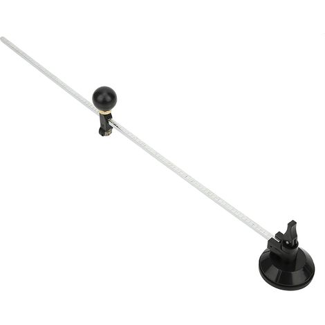 Coupe-verre circulaire réglable de 50 cm avec ventouse, modèle argenté. (1/5)