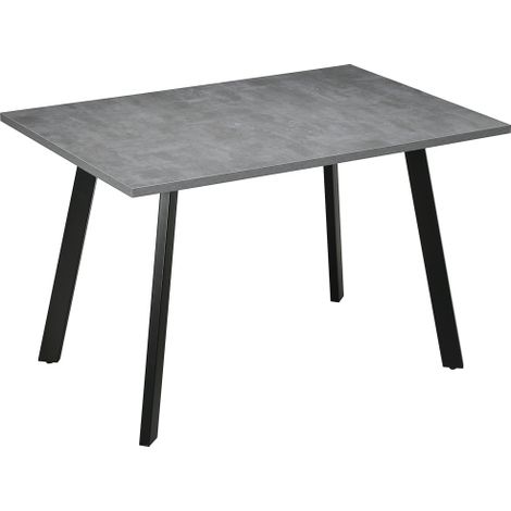 Contemporary Dark Grey Rectangle Dining Table with Metal Legs-Spacious Kitchen Table for Living Room and Dining Room Use
