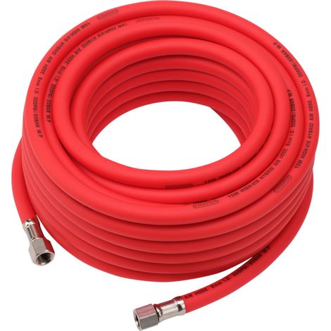 Draper 31735 High Visibility Hybrid Air Hose, 15m x 8mm, 1/4"" BSP, Red