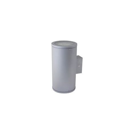 Applique halogene 2X50W aluminium grise 284X145mm 2 faisceaux indirect lampes E27 230V 1217lm T3 IK08 IP55 ILO EBENOID 079863 (1/2)