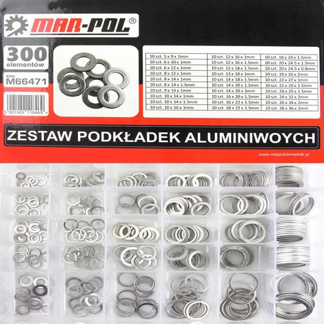 Aluminium-Unterlegscheiben-Set, 300 Stück, M66471 MAR-POL (1/3)