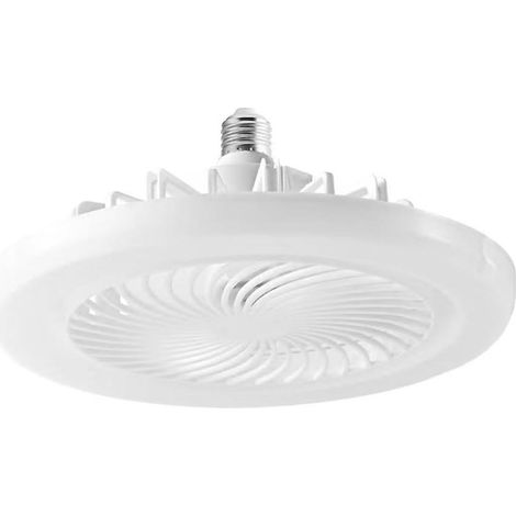 Plafonnier ventilateur E27 avec lampe LED 10 pouces, 3 modes de couleur, télécommande et minuterie, écoénergétique, design fermé, blanc. (1/5)