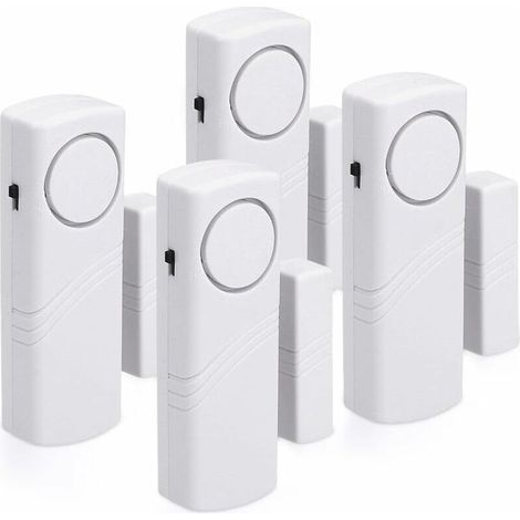 Alarme Porte et Fenêtre - Lot 4x Alarme Sans Fil Anti-Intrusion - Sécurité Maison Contre Cambriolage - Fonctionnement Magnétique - 100 dB-- (1/5)
