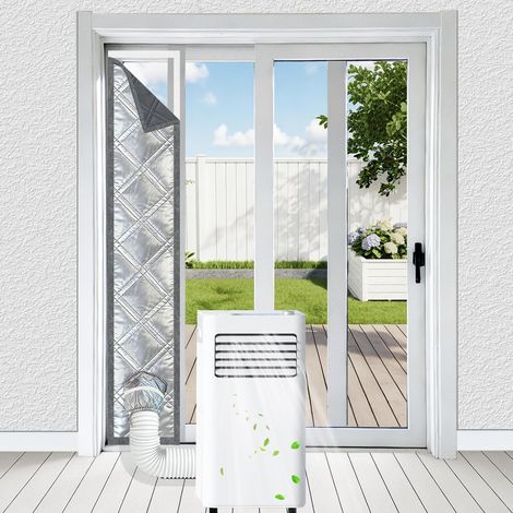 Kit de ventilación portátil para aire acondicionado (para puertas correderas de cristal): Aislamiento reforzado de triple capa y panel aislante reflectante de aluminio (25 x 250 cm). (1/5)