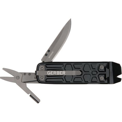 Gerber Multi-Tool with 7 Functions, Knife with Smooth Blade and Belt Clip, Lockdown Slim Pry, Cast Iron