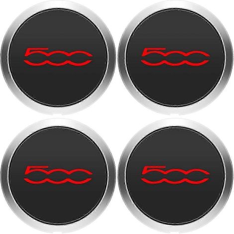 Lot de 4 enjoliveurs de moyeu (133 mm) pour roues de Fiat 500 – Cache-moyeux centraux (réf. 68078419AC, 68078421AC, 51884863) – Couleur : Rouge